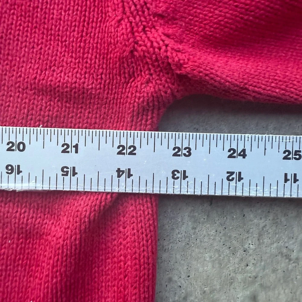 Vintage Red Cable Knit Crew Neck Sweater Diamond Pattern Large Pullover